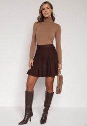 Brązowa Plisowana Spódnica z Wiskozą z Wysokim Stanem Nesadoe. Brązowe spódnice damskie Born2be, do pracy, m, bez wzorów, z koronki, biznesowe, z podwyższonym stanem, mini, koszulowe. Za 89.99 zł.