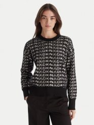 DKNY Sweter P5MSAX92 Czarny Regular Fit. Czarne swetry nierozpinane damskie DKNY, xs, bez wzorów, z bawełny, bez kołnierzyka, bez ramiączek. Za 479.99 zł.