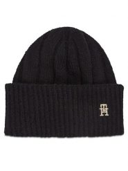 Tommy Hilfiger Czapka Th Timeless Beanie AW0AW15307 Czarny. Czarne czapki damskie Tommy Hilfiger, na zimę, bez wzorów, z syntetyku. Za 369.99 zł.