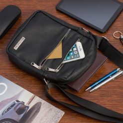 Męska torba skórzana przez ramię czarna Beltimore premium raportówka G22. Czarne torby na ramię męskie przez ramię. Za 153.90 zł.