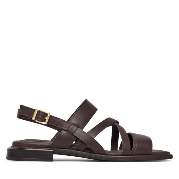 Sandały Clarks. Brązowe sandały damskie Clarks, bez wzorów, bez obcasa, na płaskiej podeszwie, bez zapięcia. Za 389.99 zł.