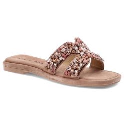 Różowe Klapki Alma En Pena Eleganckie Obuwie Damskie. Czerwone klapki damskie Alma En Pena, na lato, z aplikacjami, eleganckie, bez obcasa, bez zapięcia. Za 429.00 zł.