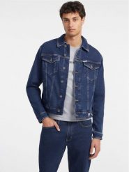 Guess Jeans Kurtka jeansowa M4YN33 D5DM3 Granatowy Regular Fit. Niebieskie kurtki męskie Guess Jeans, m, z aplikacjami, z bawełny, bez kaptura. Za 469.99 zł.