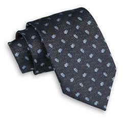 Popielaty Męski Krawat -Chattier- 8cm, Klasyczny, Szeroki, Elegancki, Niebieski Wzór Paisley. Niebieskie krawaty i muchy Chattier, bez wzorów, z tkaniny, eleganckie. Za 49.00 zł.