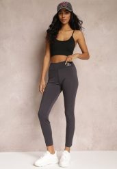 Ciemnoszare Legginsy z Gumką w Talii z Długimi Nogawkami Somys. Szare legginsy damskie Renee, bez wzorów, z dzianiny. Za 24.99 zł.