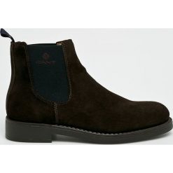 Gant - Buty. Brązowe botki męskie GANT, bez wzorów, z materiału, casualowe, z okrągłym noskiem, bez obcasa, bez zapięcia. W wyprzedaży za 539.90 zł.