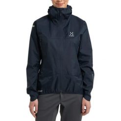 Kurtka przeciwdeszczowa damska Haglöfs L.I.M GTX. Niebieskie kurtki sportowe damskie Haglöfs, l, bez wzorów, bez ramiączek, bez kaptura, trekkingowe. Za 649.99 zł.