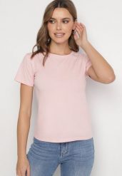 Różowy Klasyczny T-shirt z Bawełny Lorali. Czerwone t-shirty damskie Born2be, m, bez wzorów, z bawełny, klasyczne, bez kołnierzyka, bez ramiączek. Za 29.99 zł.