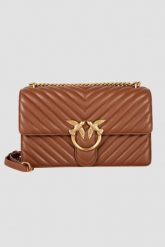 PINKO Brązowa torebka Love One Classic DC. Brązowe torebki do ręki damskie Pinko, bez wzorów, ze skóry, bez dodatków. W wyprzedaży za 1,329.99 zł.