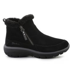 Buty Skechers Easy Going Cool Zip! 167862-BLK czarne. Czarne botki damskie bez wzorów, z materiału, biznesowe, bez obcasa, bez zapięcia. Za 517.53 zł.