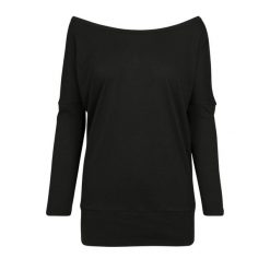 Damska Bluzka Z Nietoperzowym Rękawem. Czarne bluzki damskie BUILD YOUR BRAND, s, bez wzorów, sportowe, bez kołnierzyka, bez ramiączek. Za 67.99 zł.