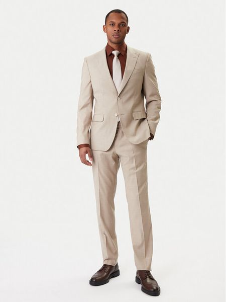 BOSS Garnitur Huge 50557273 Beżowy Regular Fit. Brązowe garnitury męskie Boss, m, bez wzorów, z wiskozy. Za 2,599.00 zł.