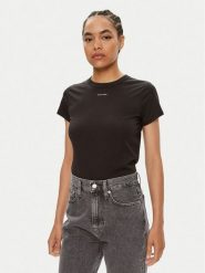 Calvin Klein T-Shirt Nano Logo K20K207212 Czarny Slim Fit. Czarne t-shirty damskie Calvin Klein, xxs, bez wzorów, z bawełny, bez kołnierzyka, bez ramiączek. Za 129.99 zł.