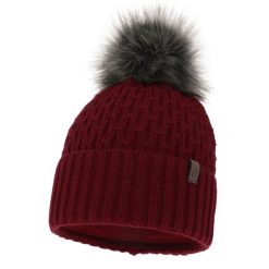 Czapka Zimowa Damska z Pomponem Bordowa. Czerwone czapki damskie Molly, na zimę, bez wzorów, z materiału. Za 59.00 zł.