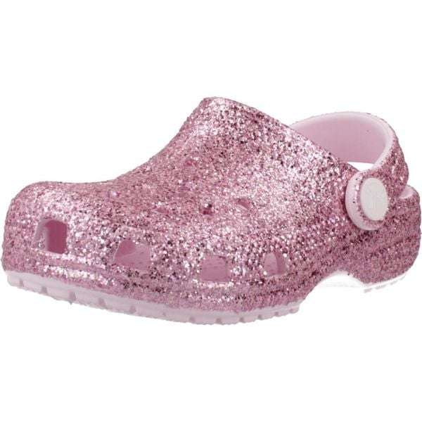 Sandały CROCS CLASSIC CHUNKY GLITT Rose. Czerwone sandały damskie Crocs, bez wzorów, z gumy, bez zapięcia. Za 199.99 zł.