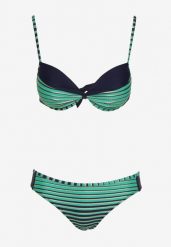 Zielone Bikini 2-Częściowe w Paski Biustonosz na Cienkich Ramiączkach i Majtki Figi Catara. Zielone bikini Born2be, bez wzorów. Za 34.99 zł.
