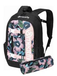 Plecak miejski z przegrodą na laptopa 22L - Pink Flowers Meatfly + piórnik. Czerwone plecaki męskie Meatfly, bez wzorów, z materiału. Za 254.99 zł.