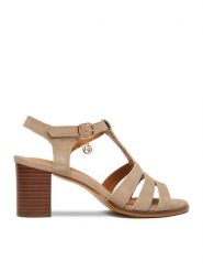 Lasocki Sandały CEO-25F531-4 Beżowy. Brązowe sandały damskie Lasocki, bez wzorów, ze skóry, bez obcasa, na słupku, bez zapięcia. Za 229.99 zł.
