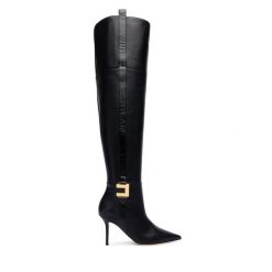 Kozaki Elisabetta Franchi. Czarne kozaki damskie Elisabetta Franchi, bez wzorów, bez obcasa, na szpilce, bez zapięcia. Za 4,329.00 zł.