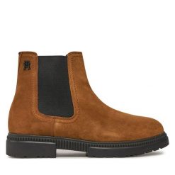 Sztyblety Tommy Hilfiger. Brązowe botki męskie Tommy Hilfiger, bez wzorów, casualowe, bez obcasa, bez zapięcia. Za 719.99 zł.
