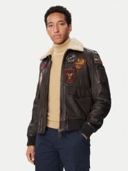 Aeronautica Militare Kurtka skórzana 262PN0968U100839 Beżowy ciemny Regular Fit. Brązowe kurtki męskie Aeronautica Militare, m, bez wzorów, bez kaptura. Za 7,739.00 zł.