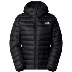Kurtka sportowa damska W Down Hooded. Czarne kurtki sportowe damskie The North Face, l, bez wzorów, z materiału, bez ramiączek, z kapturem, trekkingowe. Za 879.99 zł.
