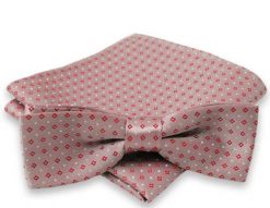 Jasnoróżowa Mucha w Kwadraciki + Poszetka, Męska. Czerwone krawaty i muchy Alties, bez wzorów, eleganckie. Za 54.00 zł.