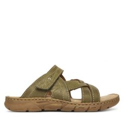 Klapki Josef Seibel. Brązowe klapki damskie Josef Seibel, bez wzorów, bez obcasa, bez zapięcia. Za 269.99 zł.