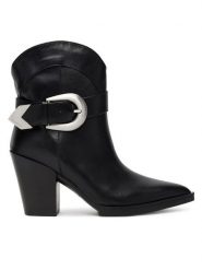 KARL LAGERFELD Botki KL37255 Czarny. Czarne botki damskie KARL LAGERFELD, bez wzorów, ze skóry, bez obcasa, na słupku, bez zapięcia. Za 1,209.00 zł.