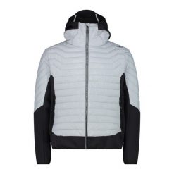 Kurtka puchowa z kapturem hybrydowa CMP. Czarne kurtki męskie CMP, l, bez wzorów, z poliesteru, eleganckie, z kapturem. Za 599.00 zł.