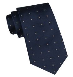 Elegancki i Modny Krawat Jedwabny - Alties - Klasyczny Granat w Groszki. Niebieskie krawaty i muchy Alties, bez wzorów, z jedwabiu, eleganckie. Za 115.00 zł.