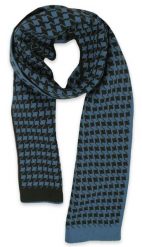 Szalik Niebiesko-Czarny Ciepły Jesienno-Zimowy, Wzór Geometryczny, Dwustronny -EM Men's Accesso. Niebieskie szaliki męskie Em men's accessories, bez wzorów, z materiału. Za 69.99 zł.