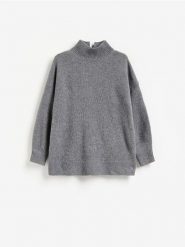 Wełniany sweter ze stójką - szary. Szare swetry nierozpinane damskie Reserved, l, bez wzorów, z wełny, bez kołnierzyka, bez ramiączek. Za 239.99 zł.