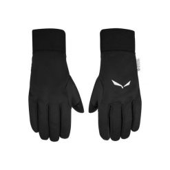 Rękawice softshell Sesvenna Ws Grip. Czarne rękawiczki damskie Salewa, bez wzorów, z gore-texu. Za 316.15 zł.