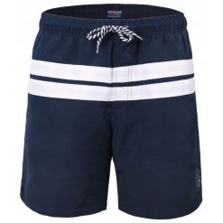 Spodenki Plażowe (Kąpielówki) - Pako Jeans - Granat, Biały Pas. Niebieskie kąpielówki męskie Pako Jeans, l, bez wzorów, z jeansu. Za 89.00 zł.