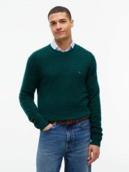 Tommy Hilfiger wełniany sweter Mężczyźni Wełna zielony, M. Zielone swetry męskie Tommy Hilfiger, m, bez wzorów, z dzianiny, bez kołnierzyka, bez ramiączek. Za 649.95 zł.