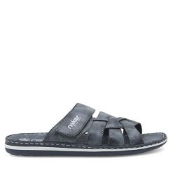 Klapki Rieker. Niebieskie klapki męskie Rieker, bez wzorów, bez zapięcia. Za 229.99 zł.