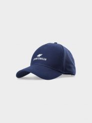 4F Czapka z daszkiem strapback uniseks - granatowa S/M. Niebieskie czapki damskie 4F, na lato, bez wzorów, z bawełny, klasyczne. W wyprzedaży za 29.99 zł.