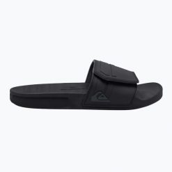 Klapki męskie Quiksilver Rivi Slide Adjust. Czarne klapki męskie Quiksilver, bez wzorów, bez zapięcia. Za 139.99 zł.