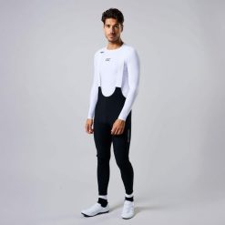 Męskie długie spodnie kolarskie na szelkach do MTB. Czarne spodnie sportowe męskie ACELERA, m, bez wzorów, rowerowe. W wyprzedaży za 465.26 zł.