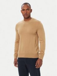 BOSS Sweter Leno 50571914 Beżowy Regular Fit. Brązowe swetry męskie Boss, m, bez wzorów, ze lnu, bez kołnierzyka, bez ramiączek. Za 679.99 zł.