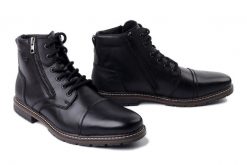 RIEKER TEX 13704-00 black, trzewiki męskie. Czarne botki męskie Rieker, bez wzorów, bez obcasa, bez zapięcia. Za 489.90 zł.