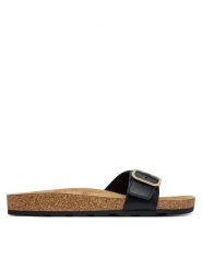 Tommy Hilfiger Klapki Cork Footbed Slip-On Sandals FW0FW09344 Czarny. Czarne klapki damskie Tommy Hilfiger, bez wzorów, ze skóry, bez obcasa, bez zapięcia. Za 409.99 zł.