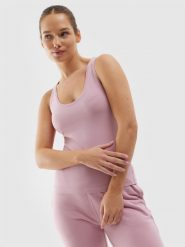 4F Top slim gładki damski - różowy XS. Czerwone topy damskie 4F, xs, bez wzorów, z bawełny, sportowe, bez kołnierzyka, bez ramiączek. W wyprzedaży za 19.99 zł.