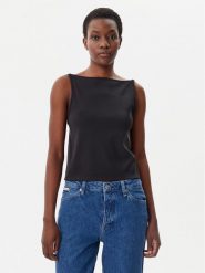 Calvin Klein Jeans Top Logo J20J225314 Czarny Regular Fit. Czarne topy damskie Calvin Klein Jeans, xl, bez wzorów, z jeansu, bez kołnierzyka, bez ramiączek. Za 119.99 zł.