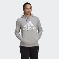 Bluza z Kapturem Loungewear Essentials Logo Rozmiar XL Szary - GL0719. Białe bluzy damskie Adidas, xl, bez wzorów, sportowe, bez ramiączek, z kapturem. Za 199.00 zł.