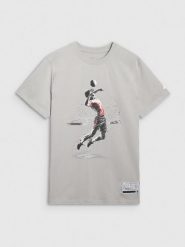 4F T-shirt regular z nadrukiem siatkarskim męski - szary XL. Szare koszulki sportowe męskie 4F, l, bez wzorów, z bawełny, bez ramiączek, do siatkówki. Za 69.99 zł.
