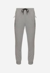 Szare Spodnie Dresowe z Bawełną z Napisami i Ściągaczami Tarelie. Szare spodnie sportowe męskie Born2be, m, bez wzorów, z bawełny. Za 34.99 zł.