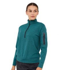 Bluza damska wełniana rozpinana Brubeck OUTDOOR MERINO. Zielone bluzy damskie Brubeck, m, bez wzorów, z poliesteru, eleganckie, bez ramiączek, bez kaptura. Za 299.00 zł.