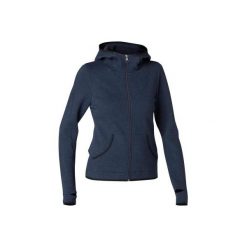 Bluza z kapturem na zamek Gym & Pilates 900 damska. Niebieskie bluzy damskie DOMYOS, xs, bez wzorów, z bawełny, bez ramiączek, z kapturem. Za 99.99 zł.